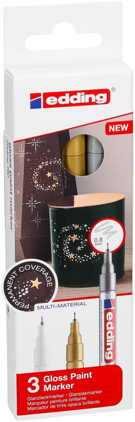 Marker olejowy błyszczący e-780 EDDING 08mm 3 szt., mix kolorów metalicznych