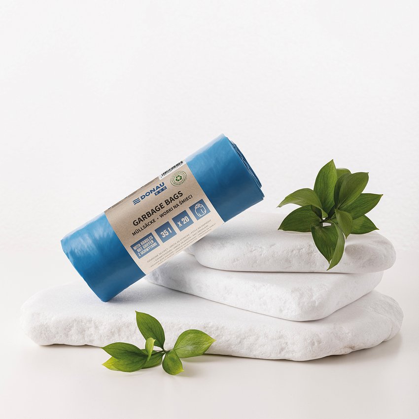 Worki na śmieci DONAU ECO z uchwytami Knoties 35l 20 szt., niebieskie