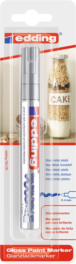 Marker olejowy połyskujący e-750 EDDING 2-4mm blister srebrny
