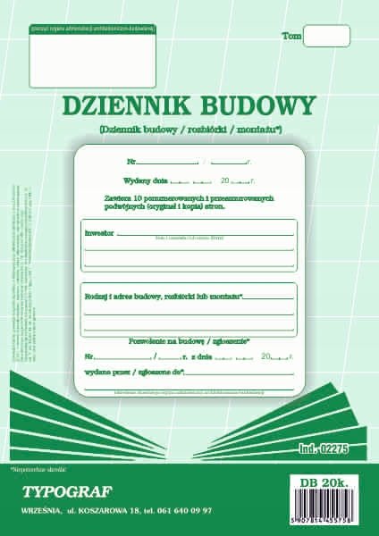 Dziennik Budowy A4 /Typograf