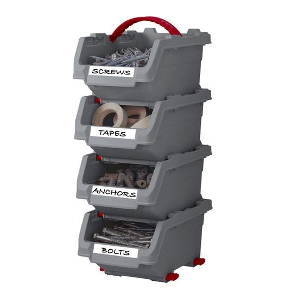 Curver CLICK BIN zestaw 4 małych pojemników 0,45L srebrny