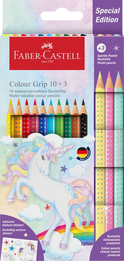 Display Grip Edycja Unicorn  (15 X Kredki Grip 10+3, 10 X Kredki Grip 18+6, 5 X Pędzelki, 3 X Farby)Faber-Castell