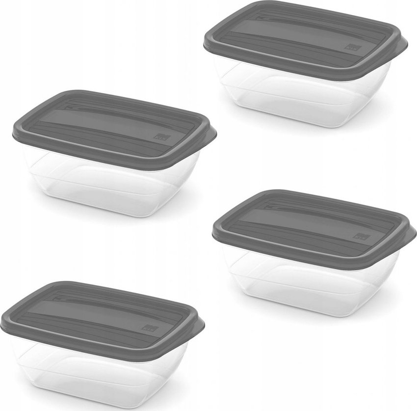 Curver Vedo komplet pojemników 4x0,75L transparentny szary