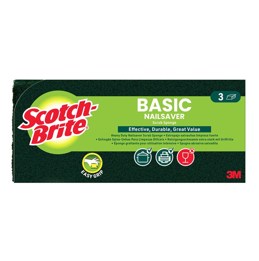 Zmywak kuchenny SCOTCH BRITE Basic profilowany 3 szt., żółto-zielony