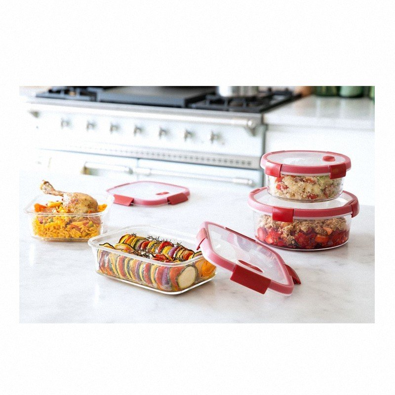 Szklane naczynie żaroodporne Smart Cook 0,7L czerwony Curver