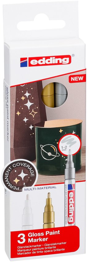 Marker olejowy błyszczący e-751 EDDING 1-2mm 3 szt., mix kolorów metalicznych
