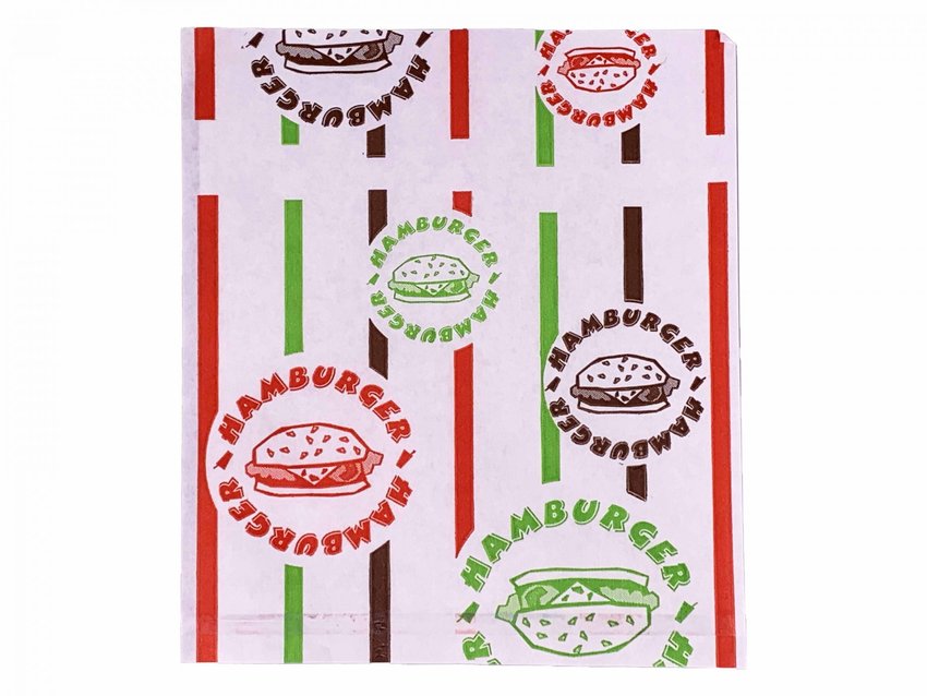 Torebka Papierowa Foliowana Hamburger Mała Nadruk A'200