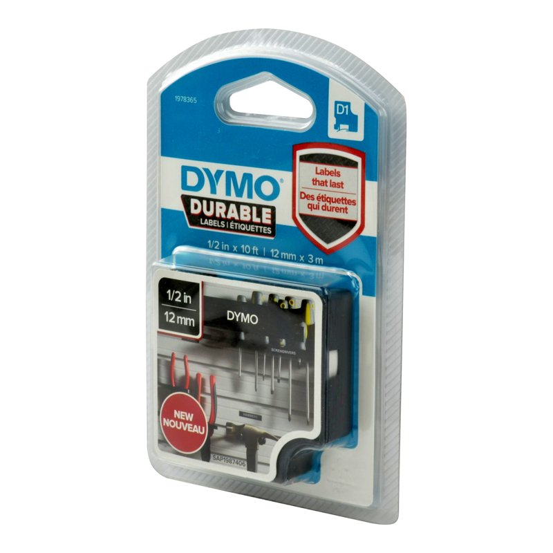 Taśma Dymo D1 Durable - 12 mm x 3 M - Biały/Czarny