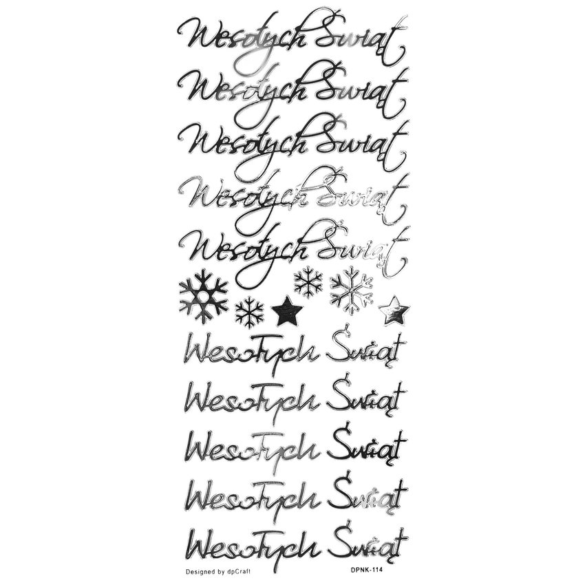 Naklejki Ażurowe Wesołych Świąt 16szt. Srebrne /DpCraft