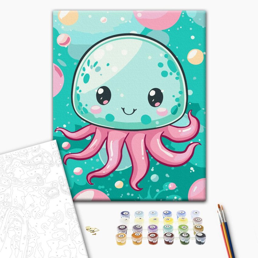 Malowanie po numerach BRUSHME 30x40 cm kids wesoła meduza 1 szt.