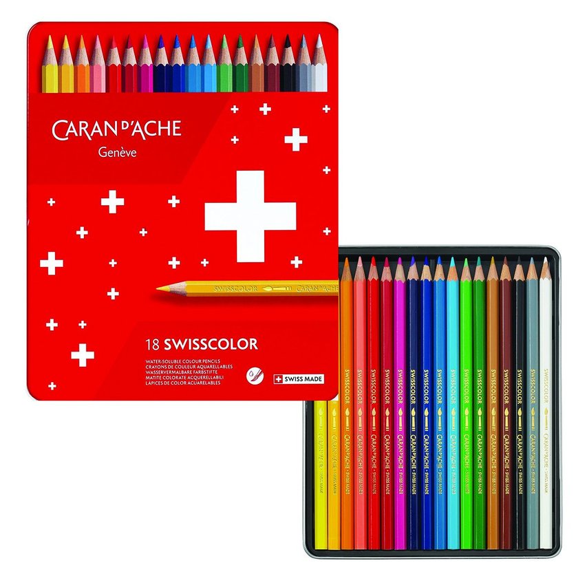 Kredki Caran D'Ache Swisscolor Aquarelle Z Efektrm Akwareli  Sześciokątne 18Szt. Mix Kolorów