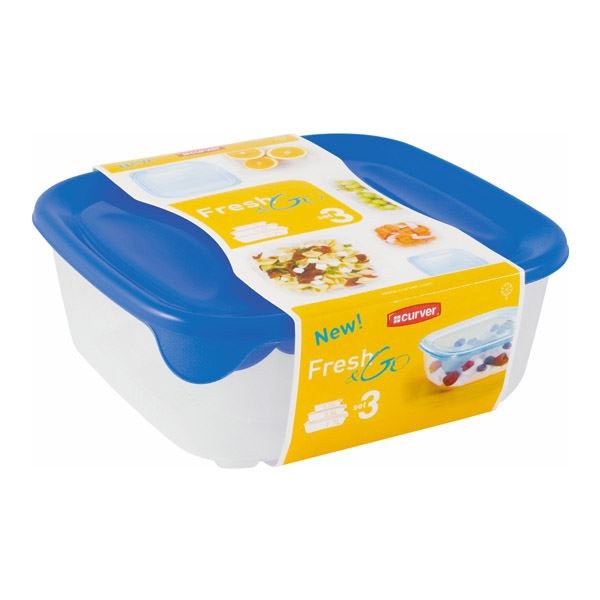 Curver Fresh&Go zestaw pojemników 0,25L 0,8L 1,7L niebieski