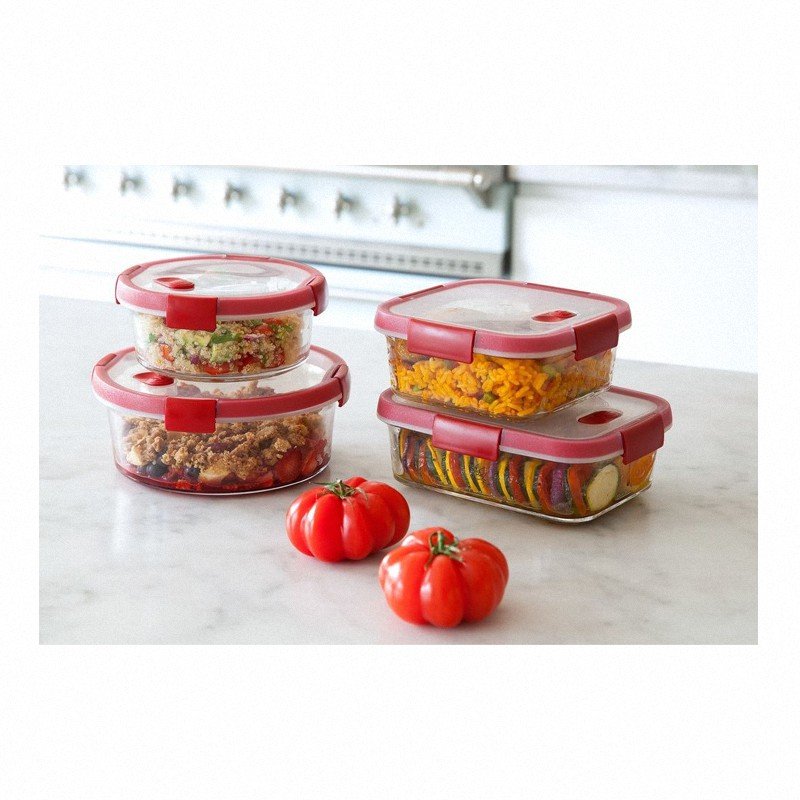 Szklane naczynie żaroodporne Smart Cook 0,7L czerwony Curver