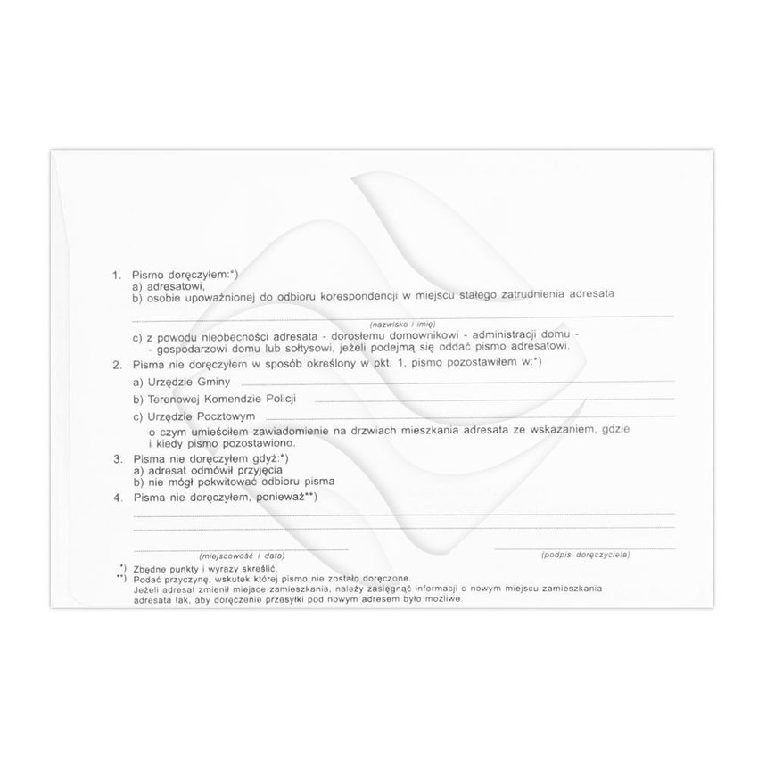 Koperta z Potwierdzeniem Odbioru KPA Samokopia A'100