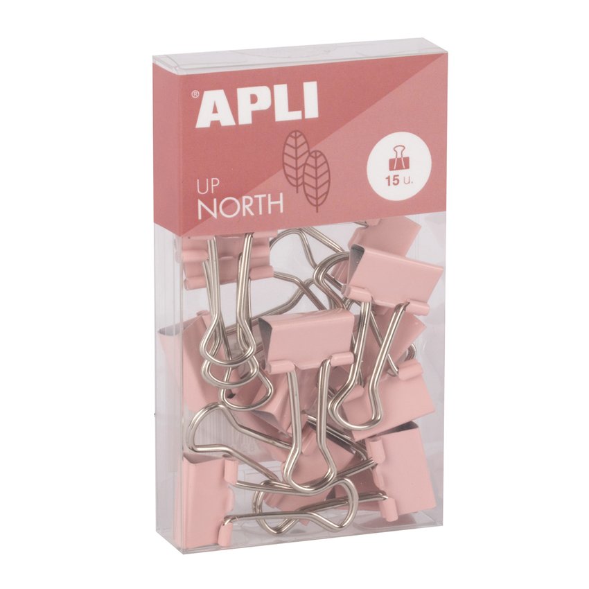 Klipy do dokumentów APLI Up North 19mm 15szt pudełko z zawieszką różowe