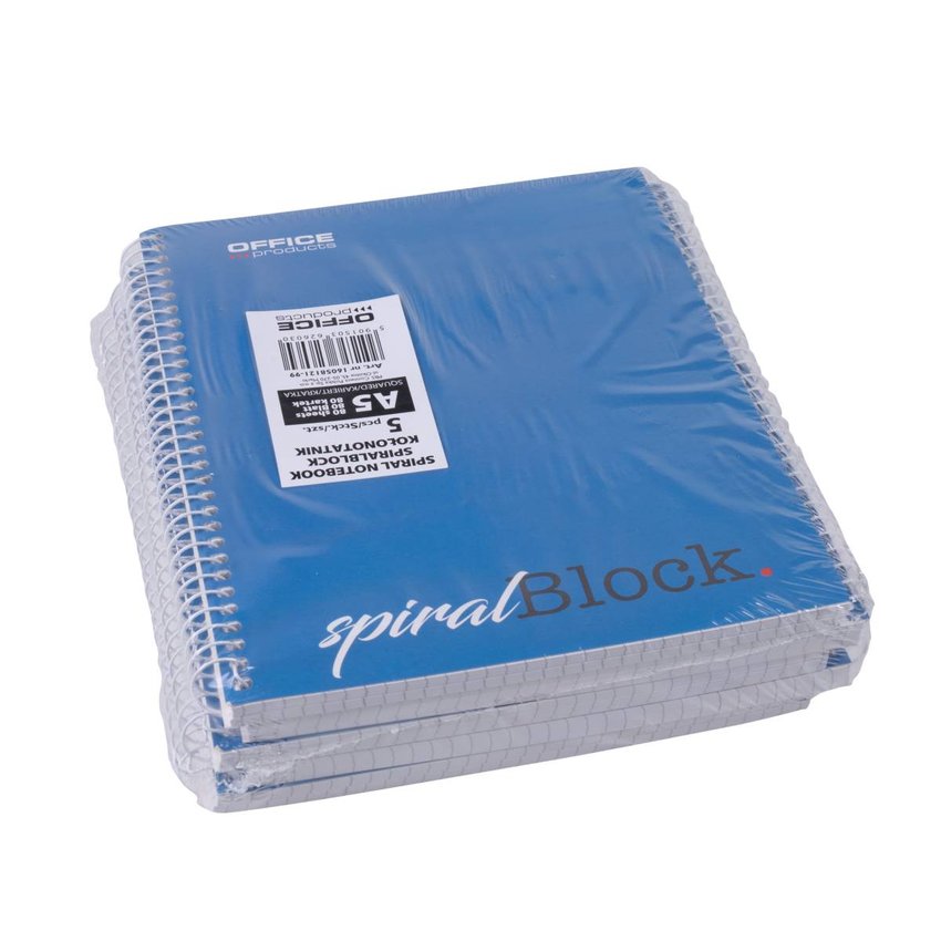 Kołonotatnik OFFICE PRODUCTS A5 w kratkę 80 kart., 70gsm