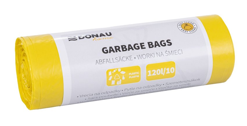 Worki na śmieci DONAU HOME do segregacji plastik (LDPE), 120l 10 szt., żółte