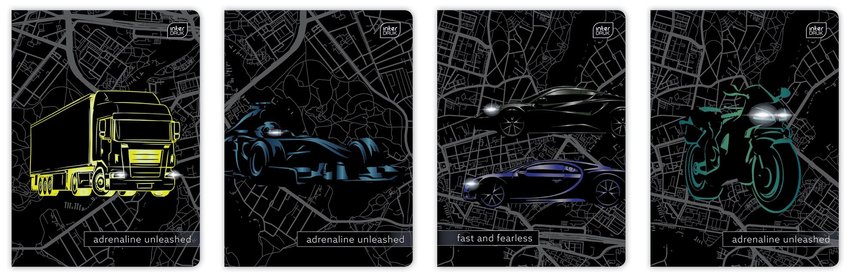 Zeszyt A5 32 kol3= 70g UV Cars