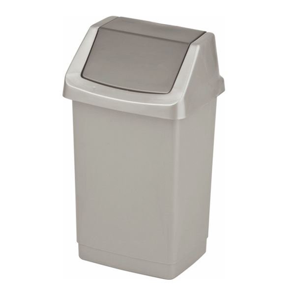 Kosz uchylny na śmieci 9L Curver Click srebrny 174988