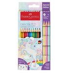 Kredki Grip 2001 Edycja Unicorn 10 Kredek Grip + 3 Kredki Sparkle Pastelowe + Naklejki Faber-Castell