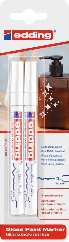 Marker olejowy połyskujący e-751 EDDING 1-2mm 2 szt., blister biały