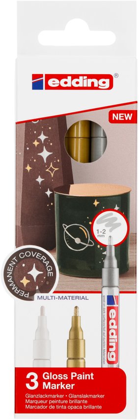 Marker olejowy błyszczący e-751 EDDING 1-2mm 3 szt., mix kolorów metalicznych