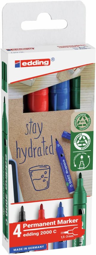 Marker permanentny e-2000c EDDING 15-3 mm 4 szt., mix kolorów