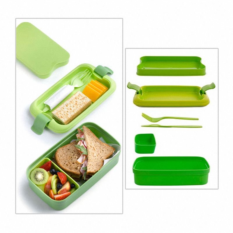 Śniadaniówka z sztućcami Curver Lunch&Go 1,3L zielony