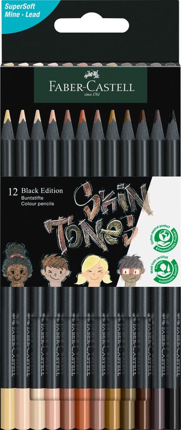Kredki Trójkątne Black Edition 12 Kol.W Odcieniach Skóry Faber-Castell