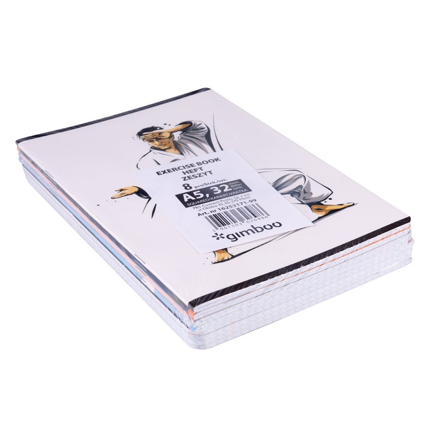 Zeszyt szkolny GIMBOO A5 w kratkę 32 kart., 70gsm mix wzorów