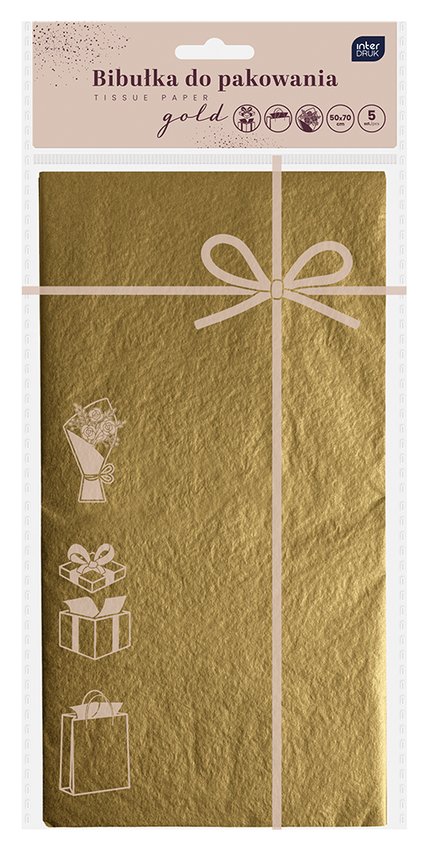 Bibułka do Pakowania Prezentów 50x70cm Złota /Interdruk