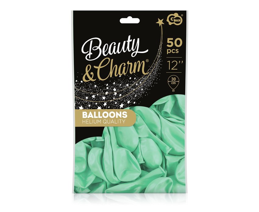 Balony Beauty&Charm, makaronowe j. zielone 12"/ 50 szt. /GoDan