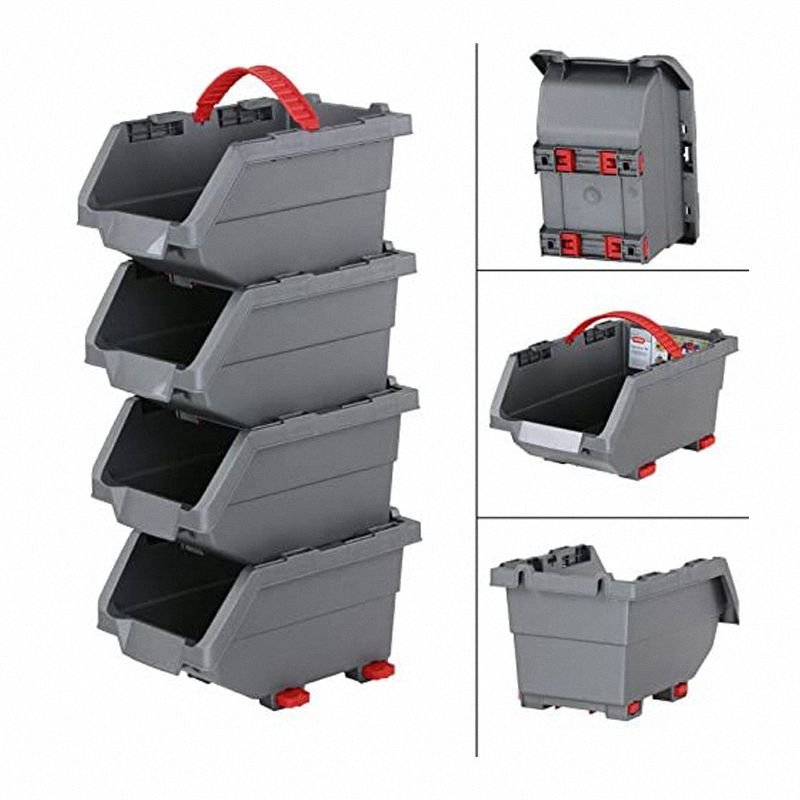 Curver CLICK BIN zestaw 4 małych pojemników 0,45L srebrny