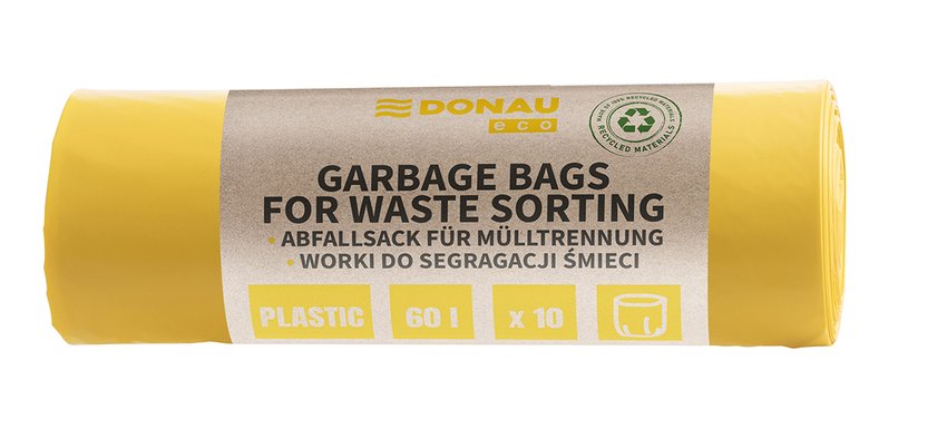 Worki na śmieci DONAU ECO do segregacji plastiku 60l 10 szt., żółte