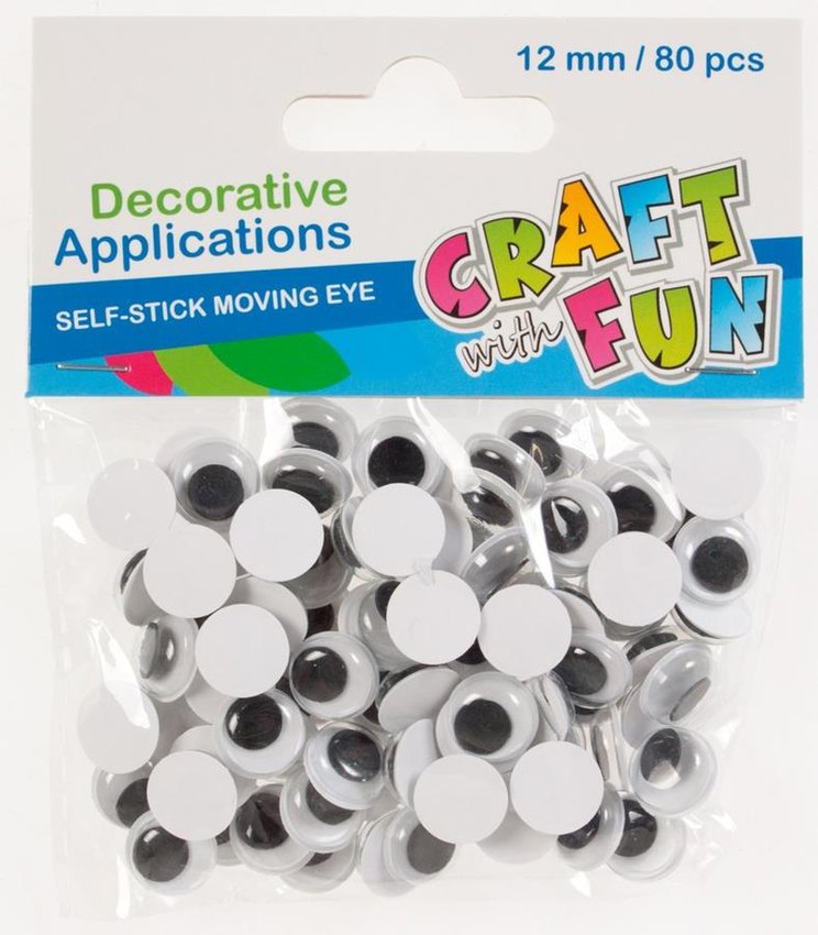 Ozdoba dekoracyjna Samoprzylepne Oczy 12mm  /Craft With Fun