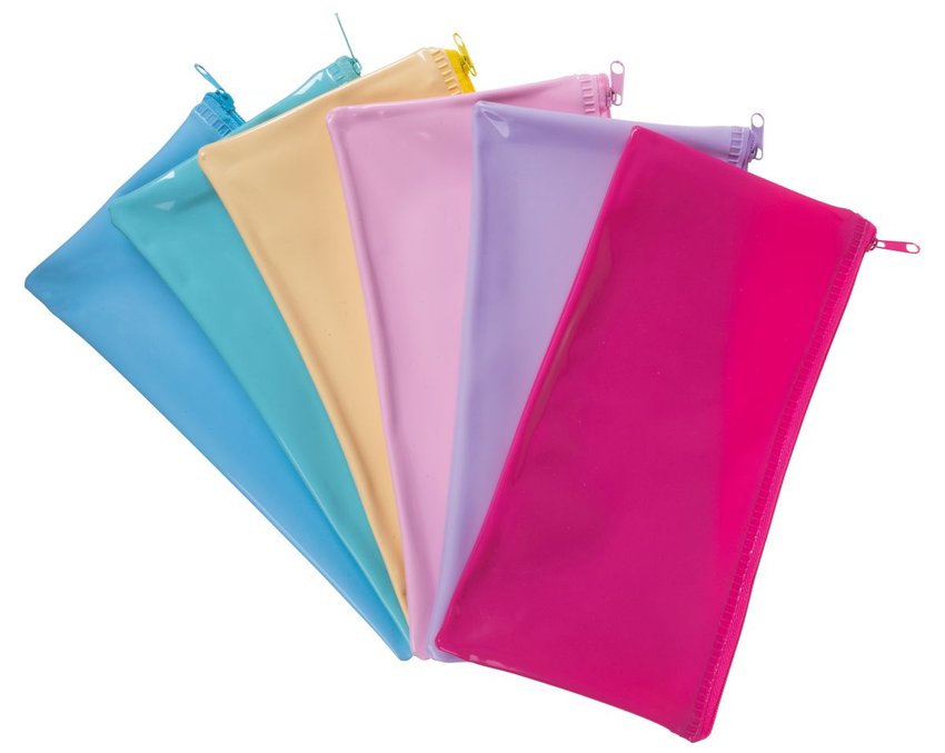 Piórnik saszetka GIMBOO płaska PVC 22x11 cm 280 MIC mix kolorów pastel