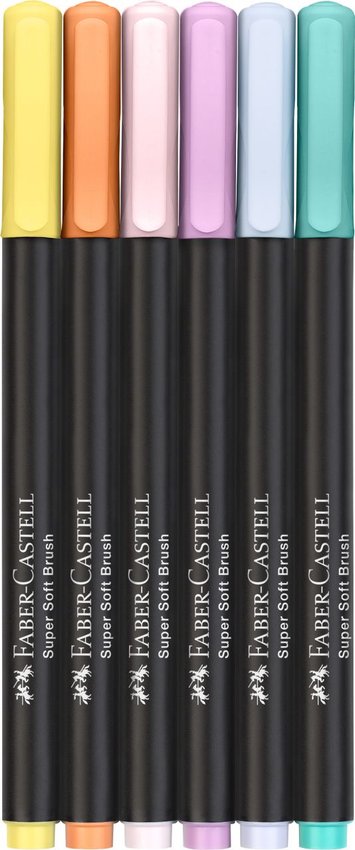 Pisaki Pędzelkowe Black Edition 6 Kol. Pastelowych Faber-Castell