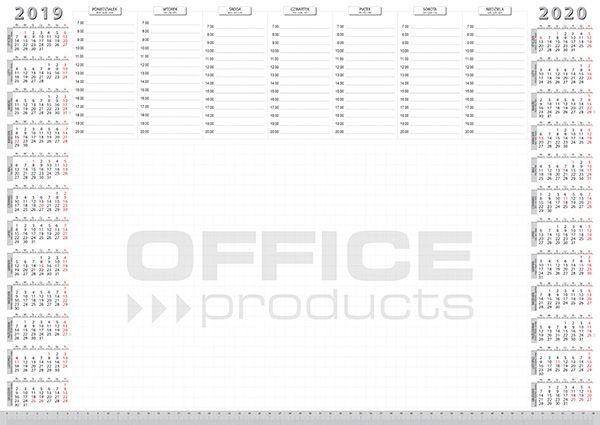 Podkładka Na Biurko Office Products Planer 2019/2020 Biuwar A2 52 Ark.