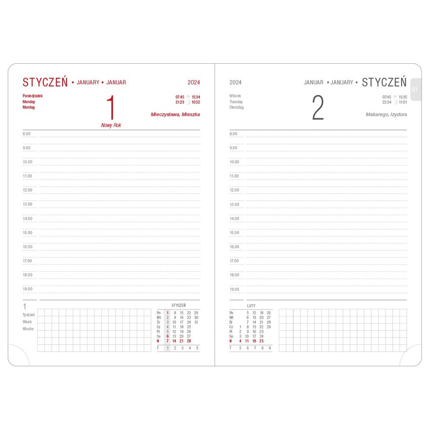 Terminarz O.Diary A5 Saturn 2024 Czarny / Opus