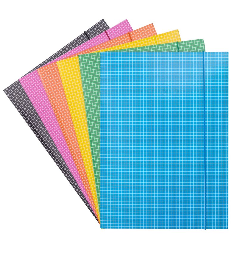 Teczka z gumką DONAU karton A4 400gsm 3-skrz., mix kolorów w kratę