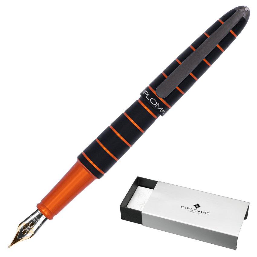Pióro wieczne DIPLOMAT Elox Ring M 14ct czarne/pomarańczowe