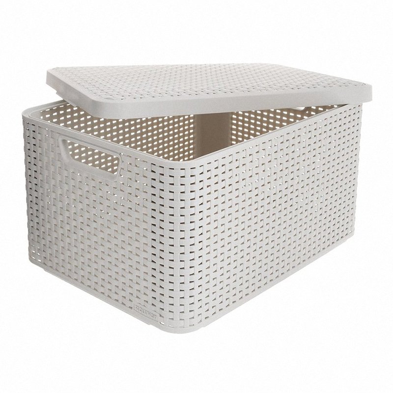 Kosz z pokrywą Style L kremowy Curver model 205862