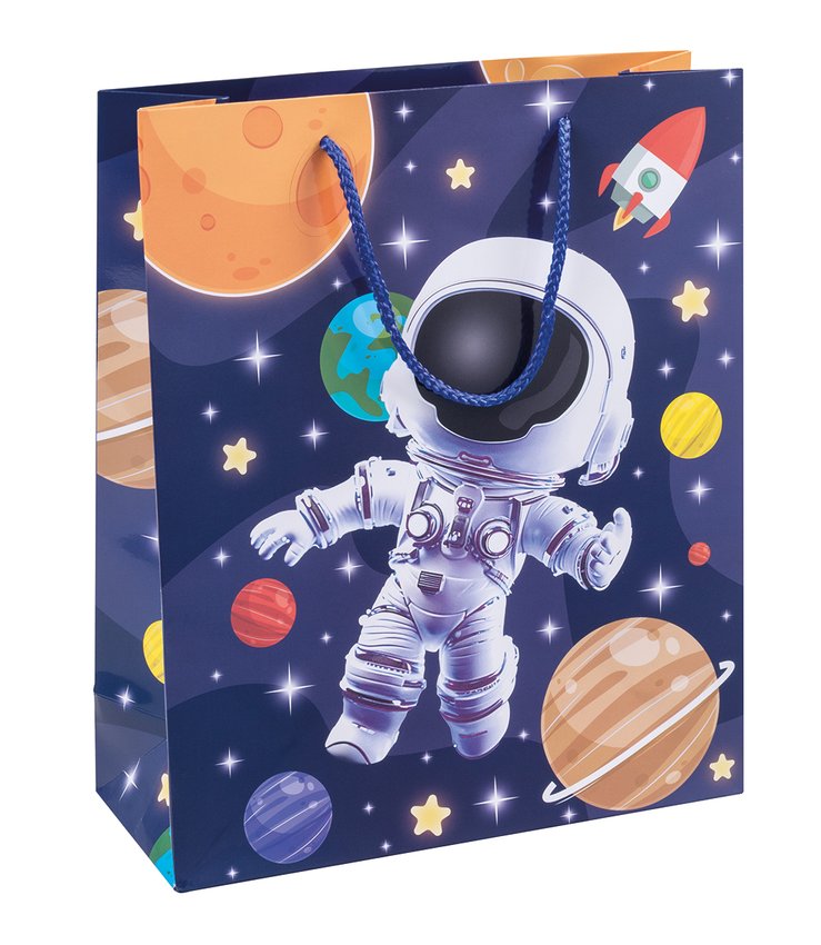 Torebka na prezenty DONAU HOME laminowana 25x30x10cm dziecięca sznurek mix wzorów