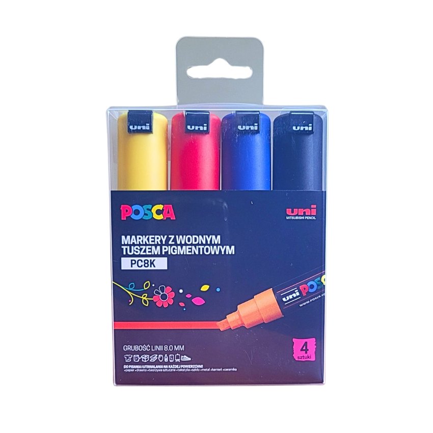 Komplet markerów plakatowych Uni Posca PC-8K 4 szt.