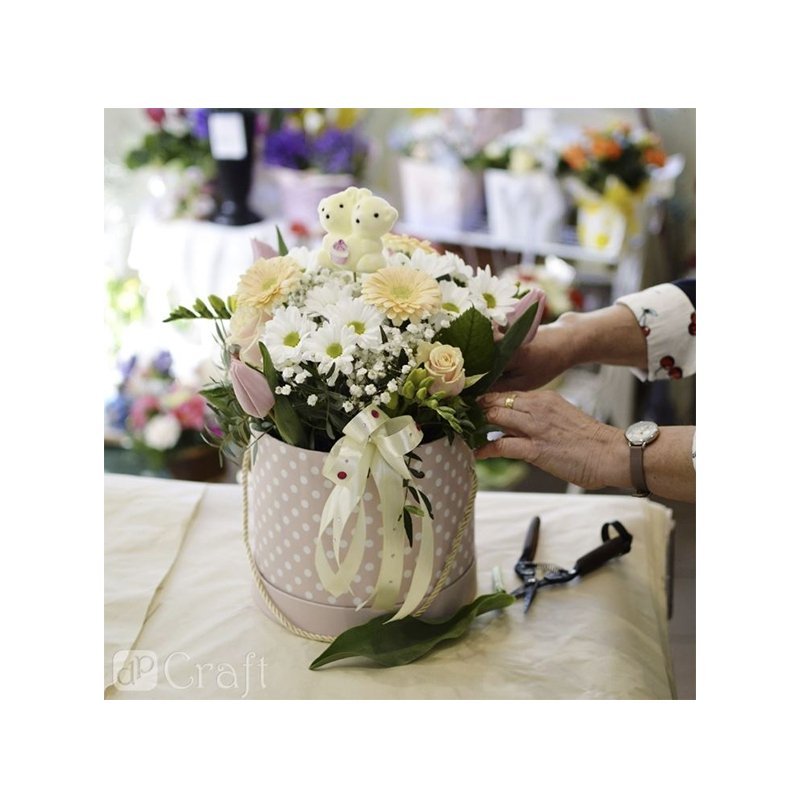 Pudełka Ozdobne w Groszki ze Sznurkiem A'3 [DPBO-017]  Pink  /Dpcraft