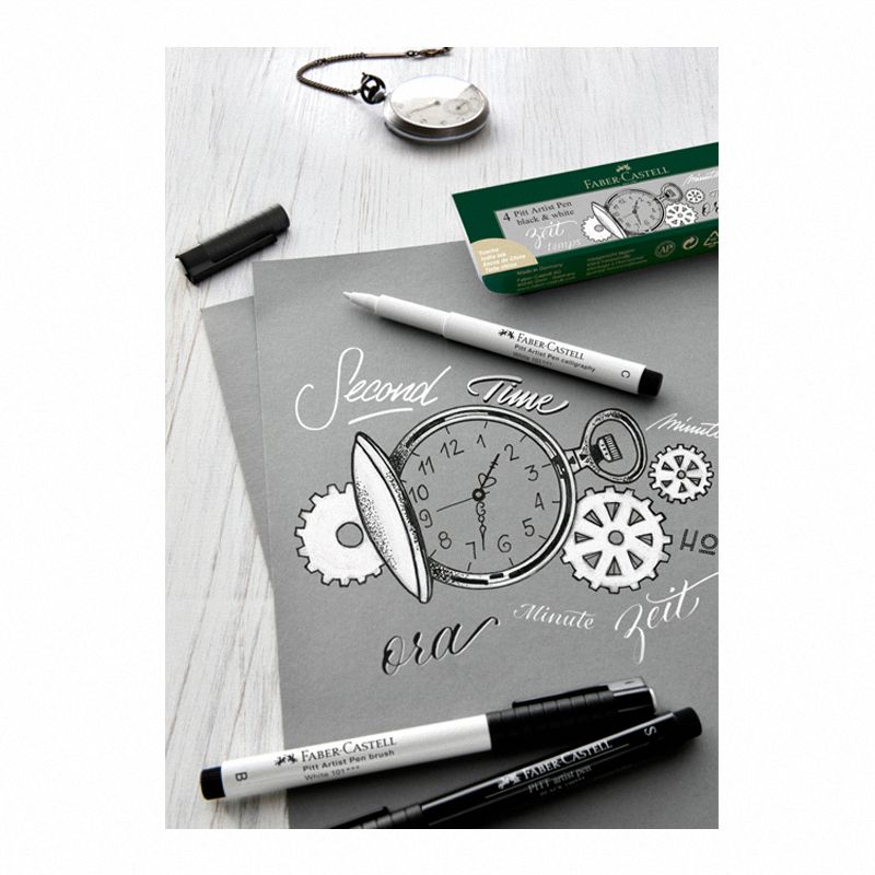 Pitt Artist Pen Black&White 4 szt.Etui  Faber-Castell