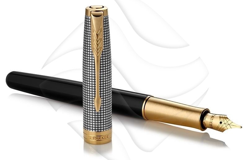 Parker Pióro Wieczne Sonnet Premium Chiselled Serbrno-Czarne GT(18K) FP (F) [1931537]