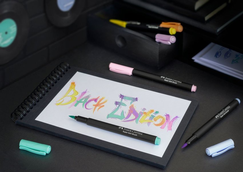 Pisaki Pędzelkowe Black Edition 6 Kol. Pastelowych Faber-Castell