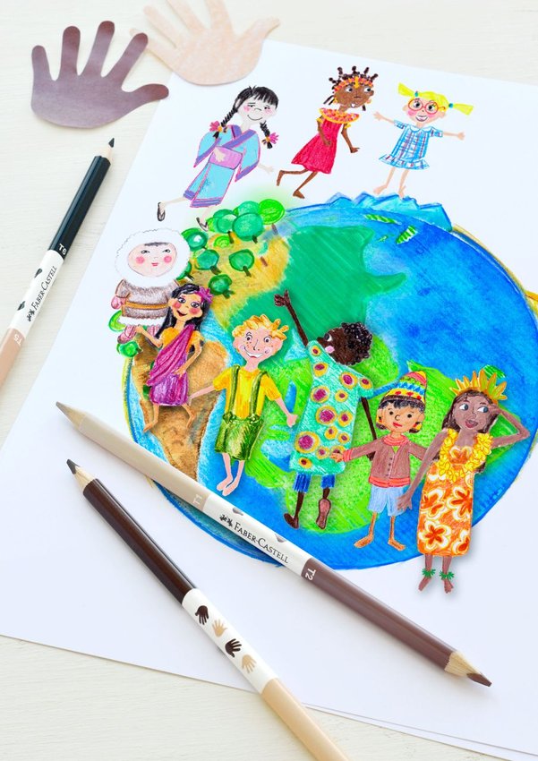 Kredki Trójkątne Children Of The World 12 Kol. + 3 Kredki Dwustronne W Odcieniach Skóry Faber-Castell