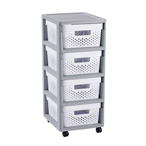 Regał szufladowy Infinity 4x10L szary biały Curver KD